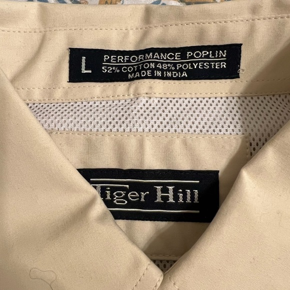 Fishing Shirt L Tan “Keep Your  Mouth Shut and You Won’t Get Caught” Tiger Hill - Picture 3 of 10